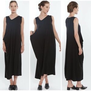 MATTHILDUR Hasu maxi dress, modal/pima cotton, sleeveless, black, size L